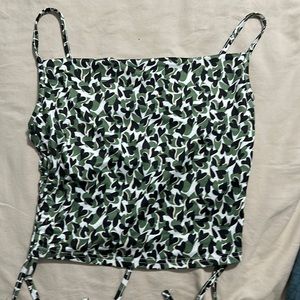 Black and hunter green spaghetti blouse